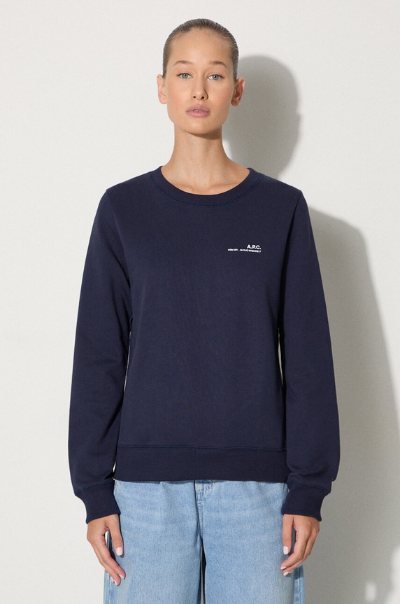 A.P.C. bluza bawełniana Sweat Item F nadruk granatowy COEAS.F27663