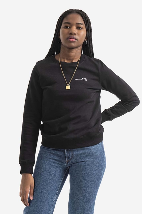 Bavlnená mikina A.P.C. Sweat Item F OEAS-F27663 BLACK bavlna čierna COEAS.F27663