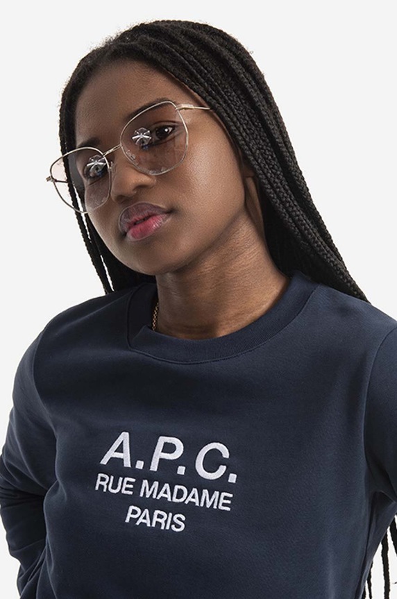 Bavlnená mikina A.P.C. Sweat Tina COEBH-F27561 MARINE tmavomodrá COEBH.F27561