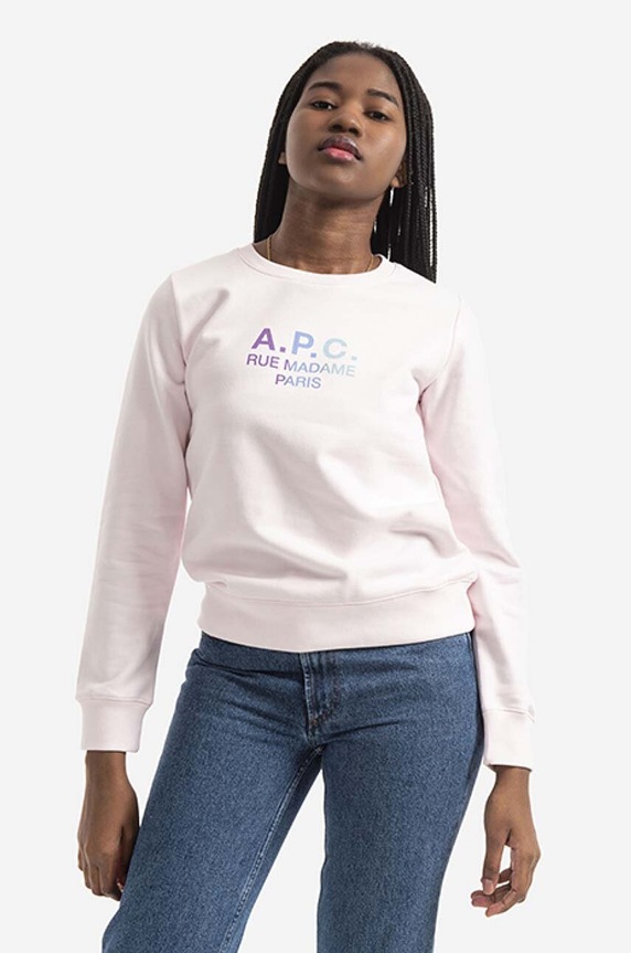 A.P.C. bluza bawełniana Sweat Mathilda nadruk różowy COEBH.F27712