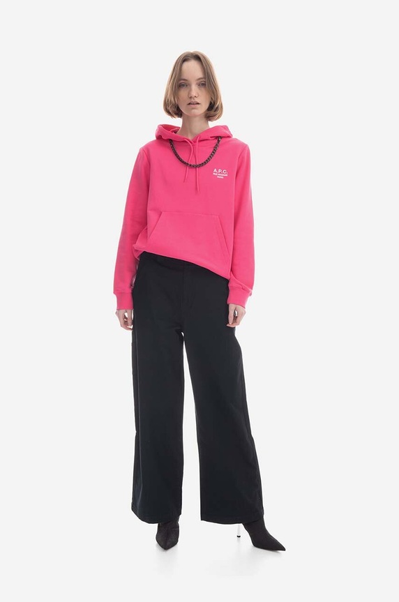 A.P.C. hanorac de bumbac Hoodie Manuela COEZD.F27760 roz AA00