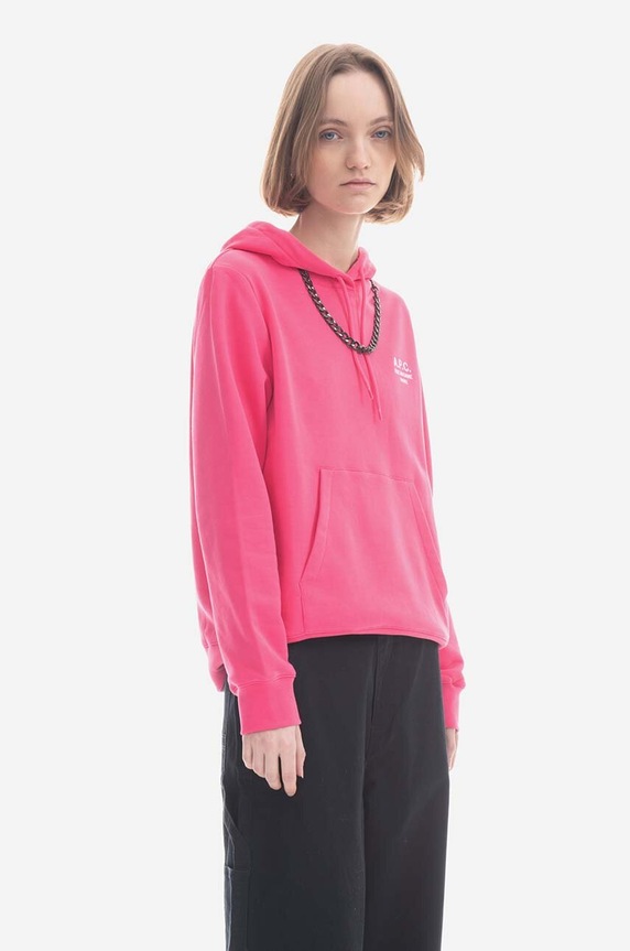 A.P.C. hanorac de bumbac Hoodie Manuela COEZD.F27760 roz