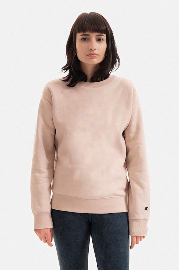 Pamučna dukserica Champion Crewneck Sweatshirt bez uzorka smeđa 115088