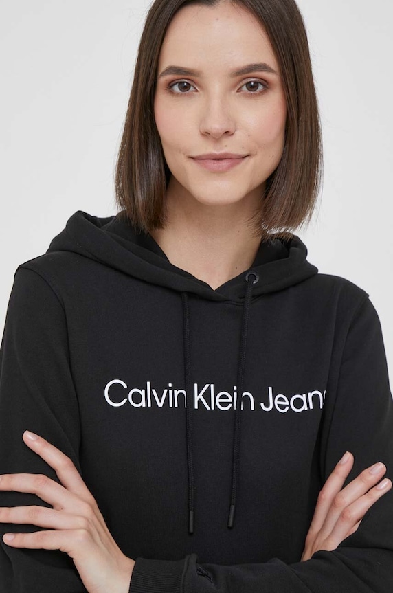 Bavlněná mikina Calvin Klein Jeans černá J20J220254