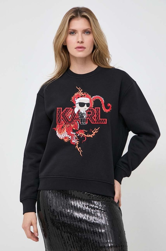 Mikina Karl Lagerfeld Planet friendly čierna 240W1810