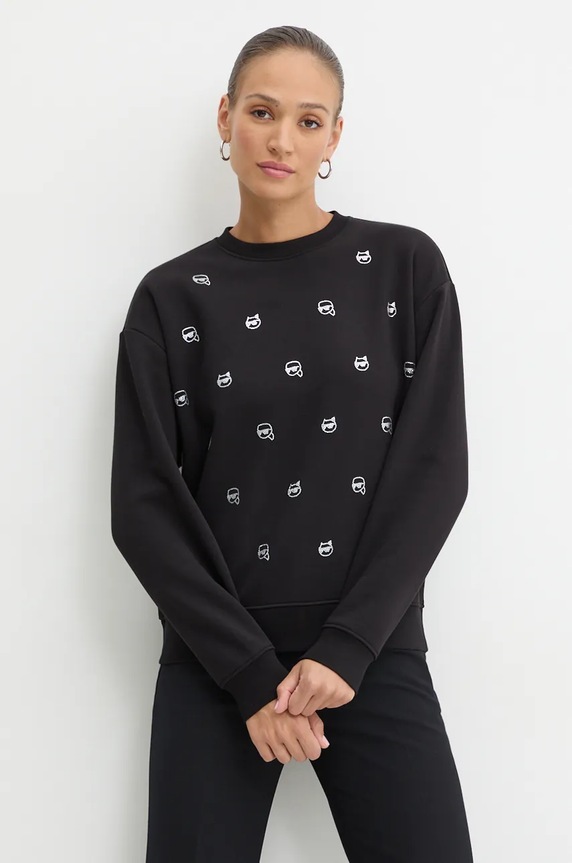 Pulover Karl Lagerfeld Našitek črna 246W1800