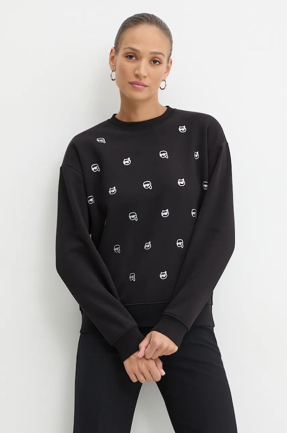 Pulover Karl Lagerfeld Našitek črna 246W1800