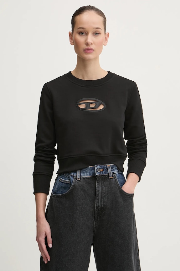 Mikina Diesel F-SLIMMY-OD SWEAT-SHIRT bez kapuce černá A09931.0GRAC
