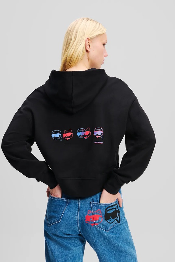 Βαμβακερή μπλούζα Karl Lagerfeld IKON A2W20072 μαύρο SS25