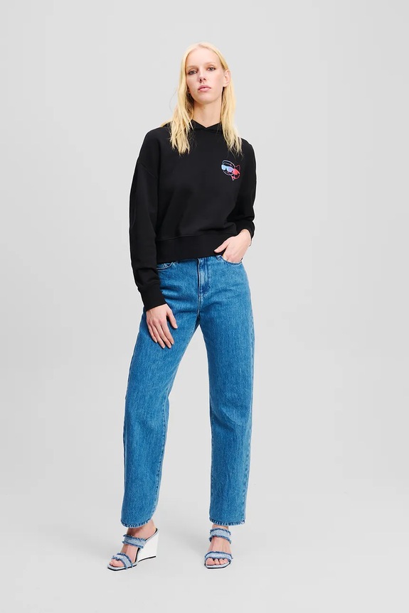 Βαμβακερή μπλούζα Karl Lagerfeld IKON μαύρο A2W20072