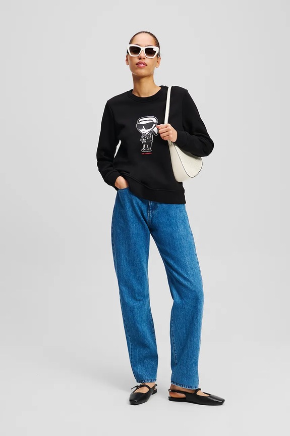 Pamučna dukserica Karl Lagerfeld IKON crna A2W20071