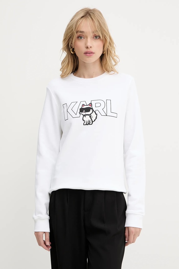 Bavlnená mikina Karl Lagerfeld IKON bavlna biela A3W20056