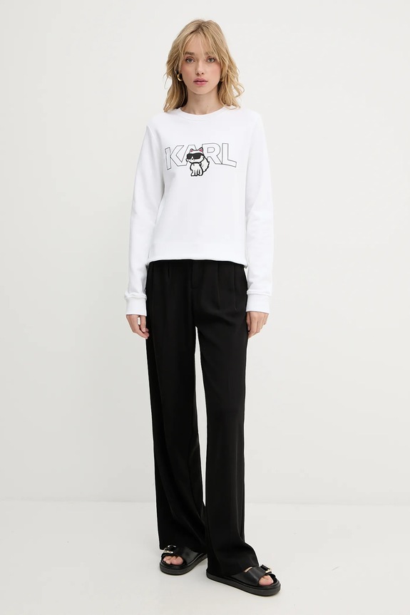 Bavlnená mikina Karl Lagerfeld IKON A3W20056 biela AW25