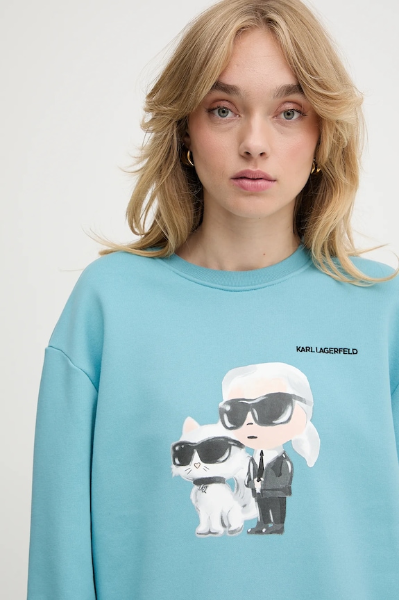 Mikina Karl Lagerfeld IKON tyrkysová A3W20057