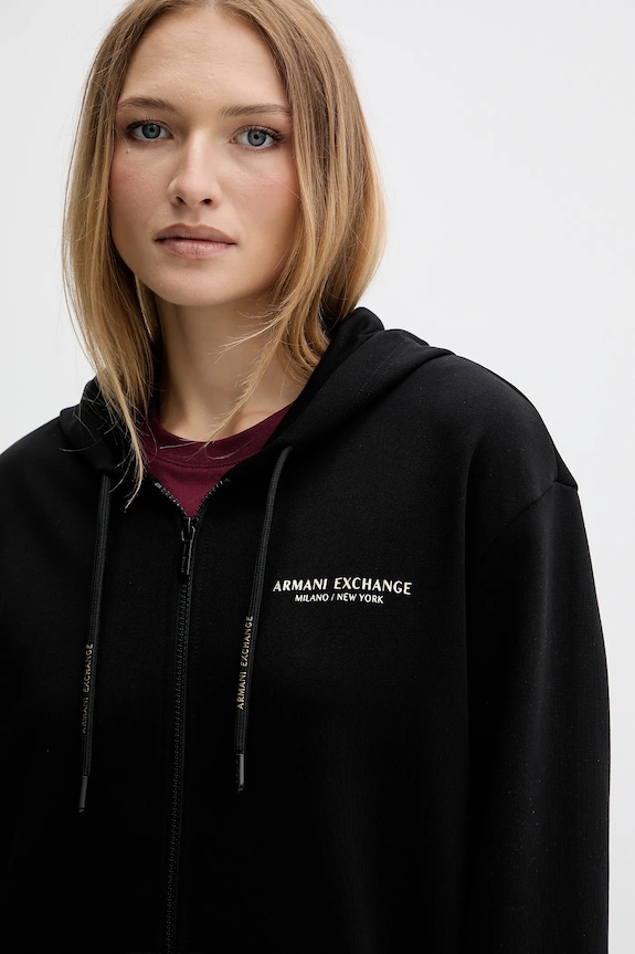 Bavlnená mikina Armani Exchange čierna XW001452.AF10830.NOS