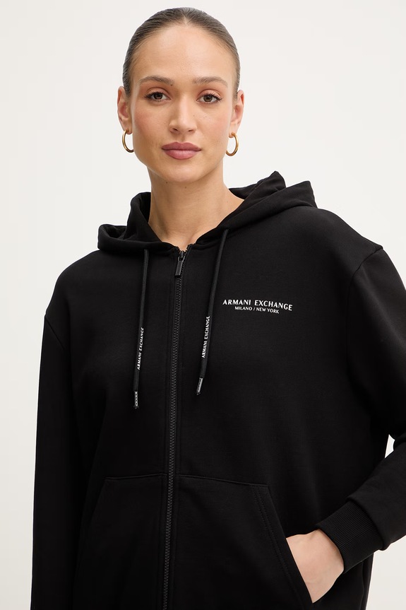 Bavlnená mikina Armani Exchange čierna XW001452.AF10830.NOS