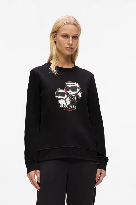 Dukserica Karl Lagerfeld IKON bez kapuljače crna A4W20045