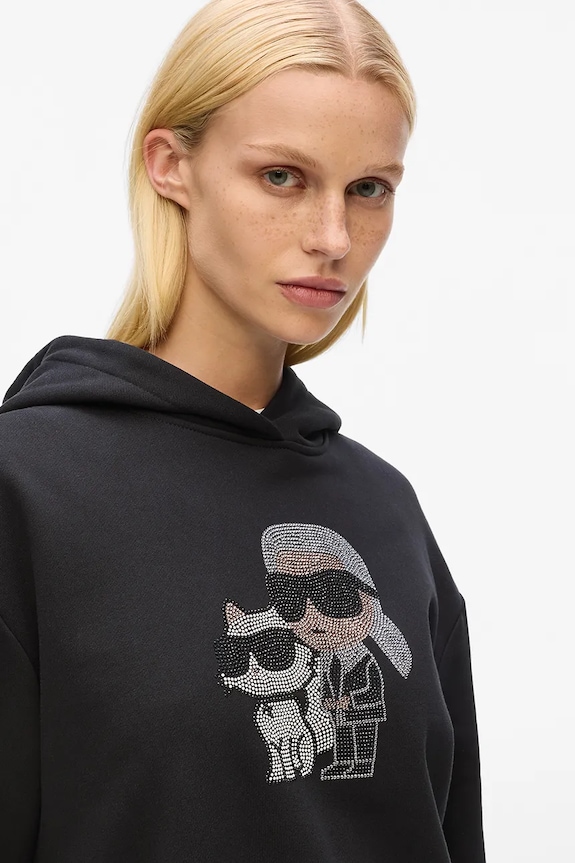 Ρούχα Βαμβακερή μπλούζα Karl Lagerfeld IKON A4W20070 μαύρο