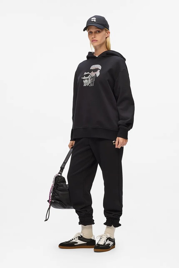 Pamučna dukserica Karl Lagerfeld IKON crna A4W20070