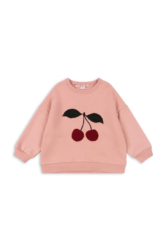 Konges Sløjd hanorac de bumbac pentru copii LOU TERRY SWEAT SHIRT OCS imprimeu roz KS105642.G