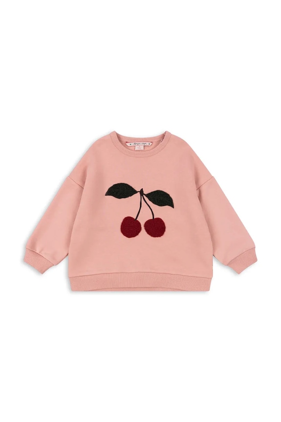 Konges Sløjd hanorac de bumbac pentru copii LOU TERRY SWEAT SHIRT OCS imprimeu roz KS105642.G
