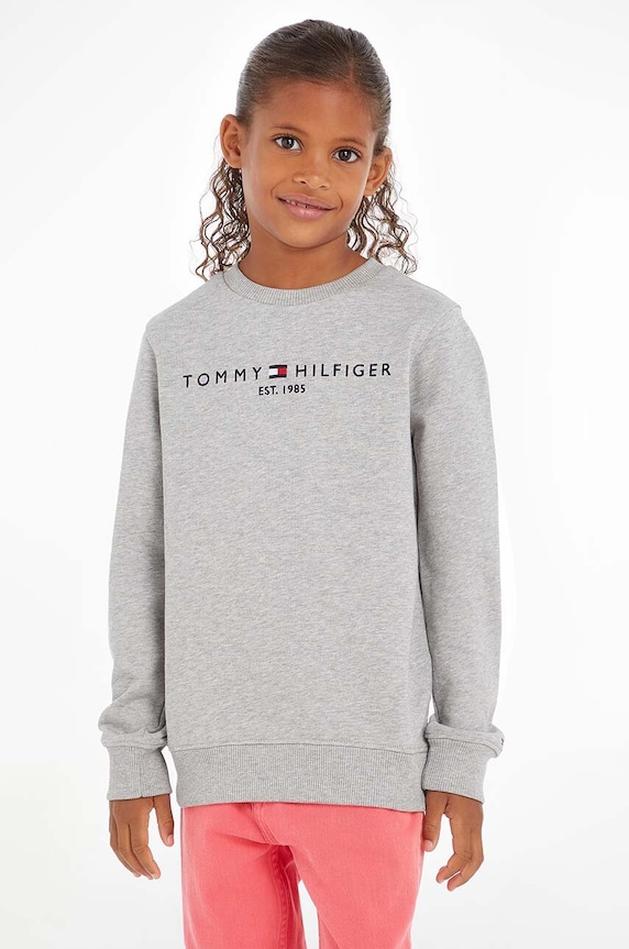 Detská bavlnená mikina Tommy Hilfiger bavlna sivá KS0KS00212.NOS
