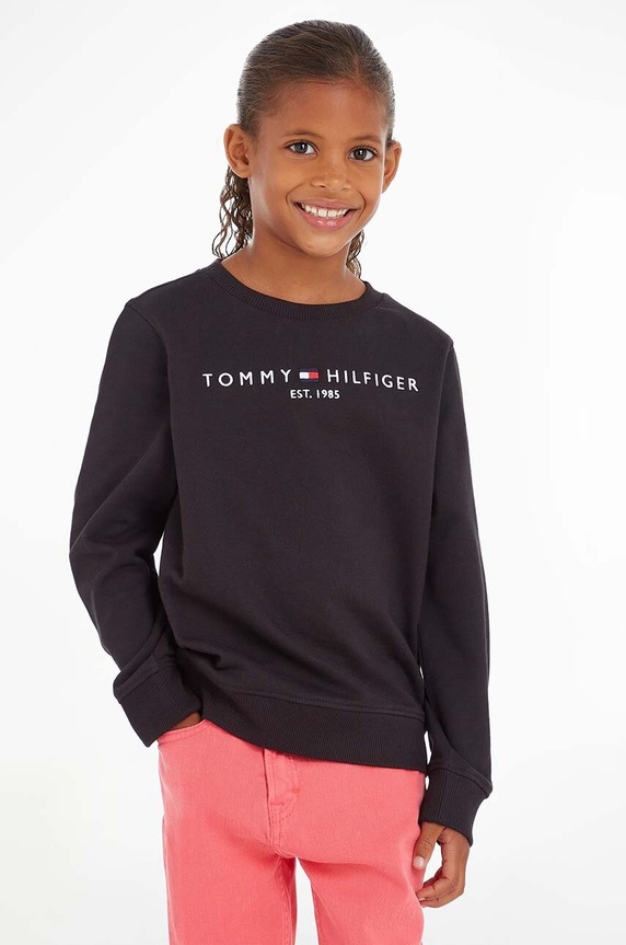 Detská bavlnená mikina Tommy Hilfiger bavlna čierna KS0KS00212.NOS