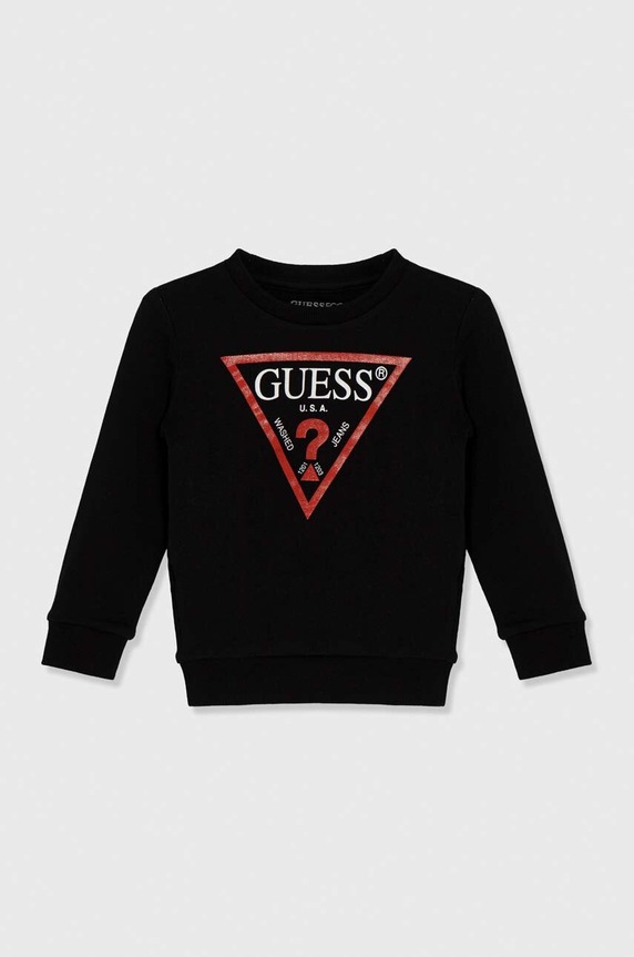 Guess bluza bawełniana dziecięca nadruk czarny N73Q10.KAUG0.PPYH