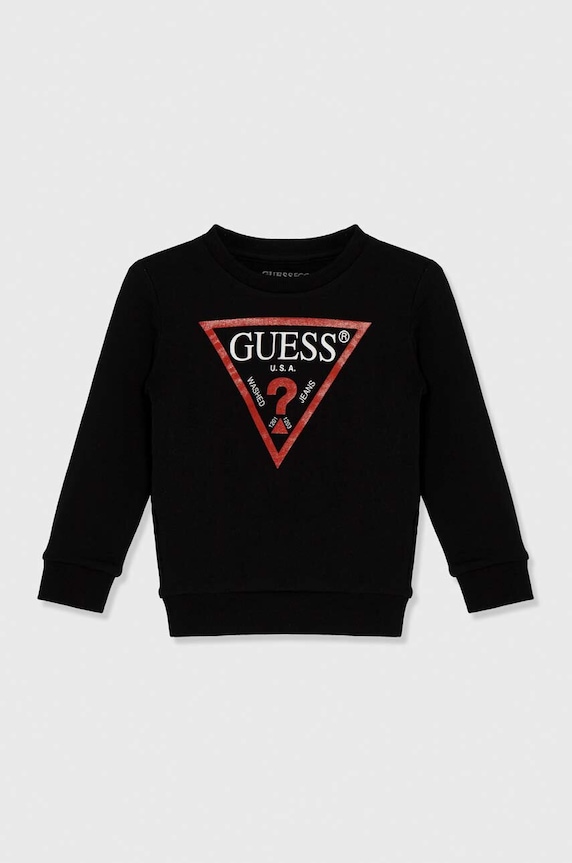 Guess bluza bawełniana dziecięca nadruk czarny N73Q10.KAUG0.PPYH