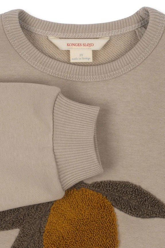 Băieți Konges Sløjd hanorac de bumbac pentru copii LOU TERRY SWEAT SHIRT OCS KS105642 bej