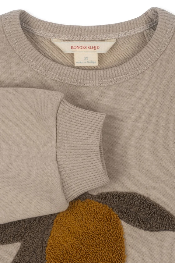 Băieți Konges Sløjd hanorac de bumbac pentru copii LOU TERRY SWEAT SHIRT OCS KS105642 bej