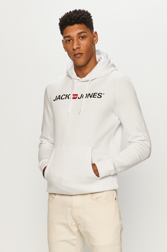 Jack & Jones - Bluza z kapturem biały 12137054