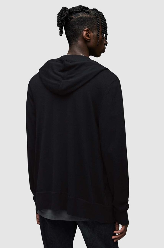 AllSaints - felső Mode Merino Zip Hood MK130D fekete