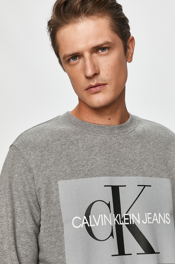 Calvin Klein Jeans - Βαμβακερή μπλούζα γκρί J30J307742.NOS