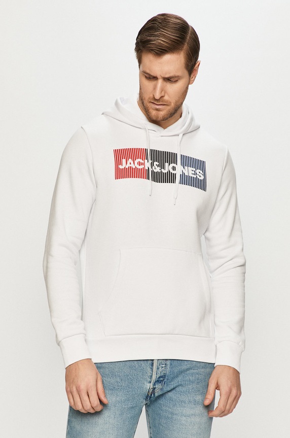 Jack & Jones - Hanorac de bumbac print alb 12152840.