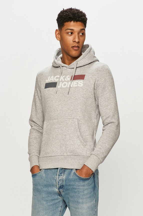 Jack & Jones - Bluza bawełniana nadruk szary 12152840.