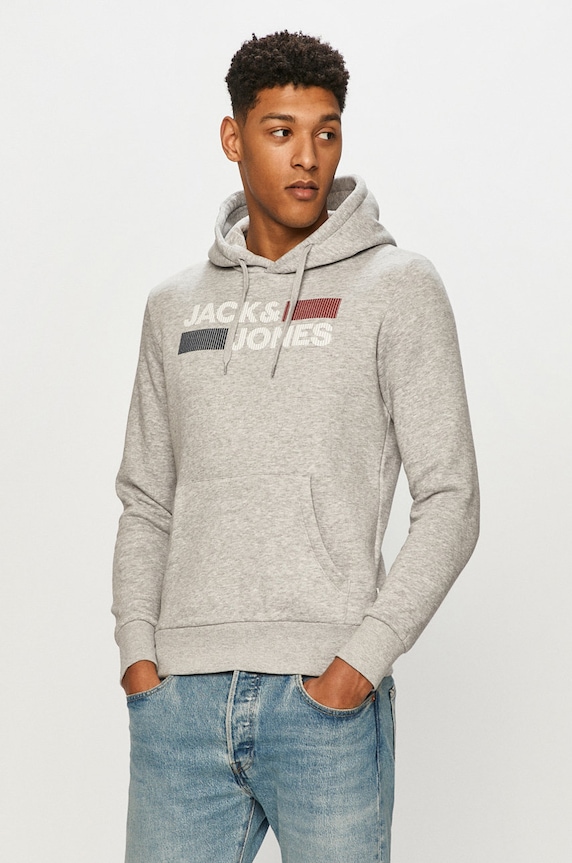 Jack & Jones - Bluza bawełniana nadruk szary 12152840.