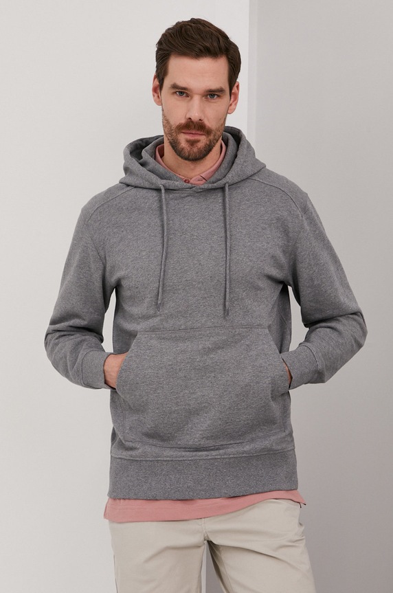 Selected Homme - Hanorac de bumbac uni gri 16077368