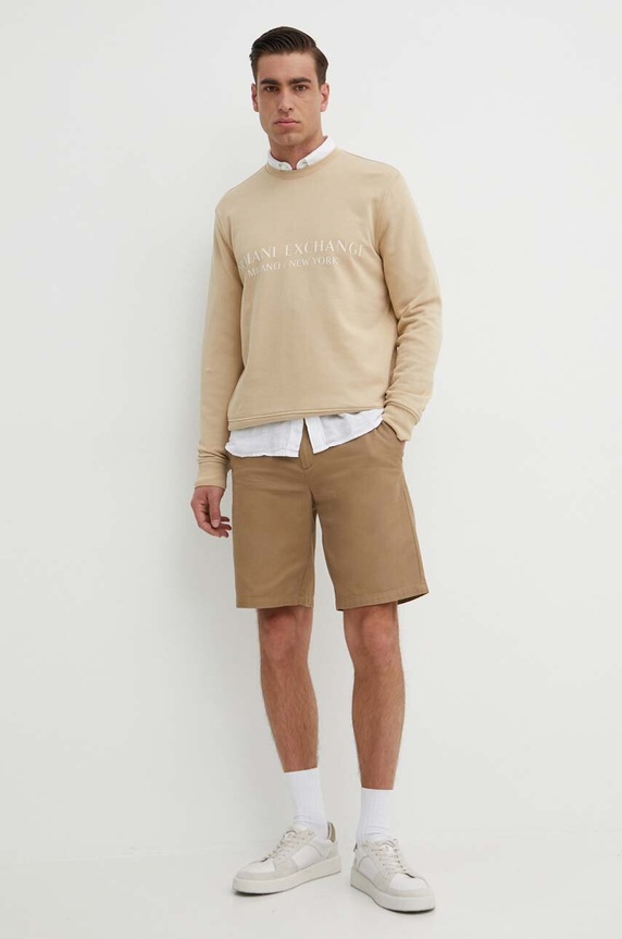 Pamučna dukserica Armani Exchange 8NZM88.ZJKRZ.NOS bež AA00