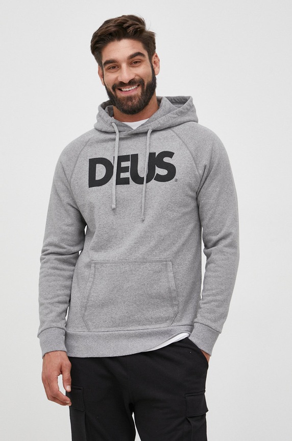 Pamučna dukserica Deus Ex Machina print siva DMF88526