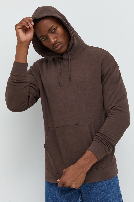 Jack & Jones bluza JORBRINK z kapturem brązowy 12186375.SealBrown