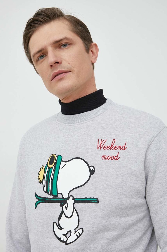 MC2 Saint Barth hanorac de bumbac X Peanuts gri SOH0004