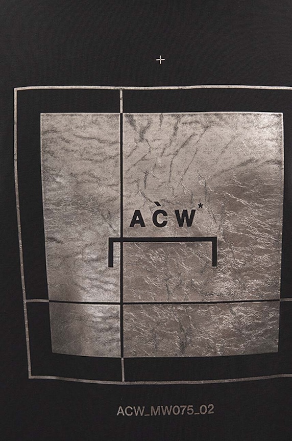 Bavlněná mikina A-COLD-WALL* Foil Grid Crewneck ACWMW075 BLACK ACWMW075. černá