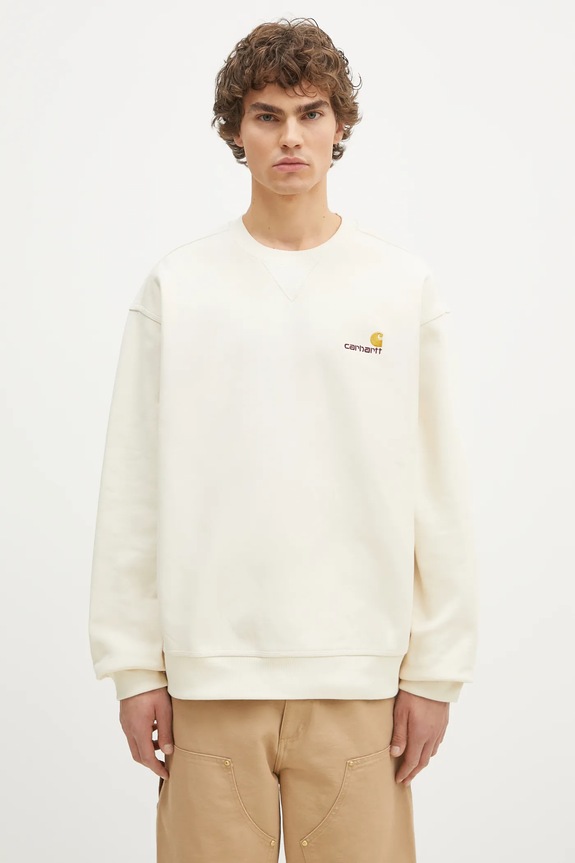 Суичър Carhartt WIP American Script Sweat изчистен бежов I025475.
