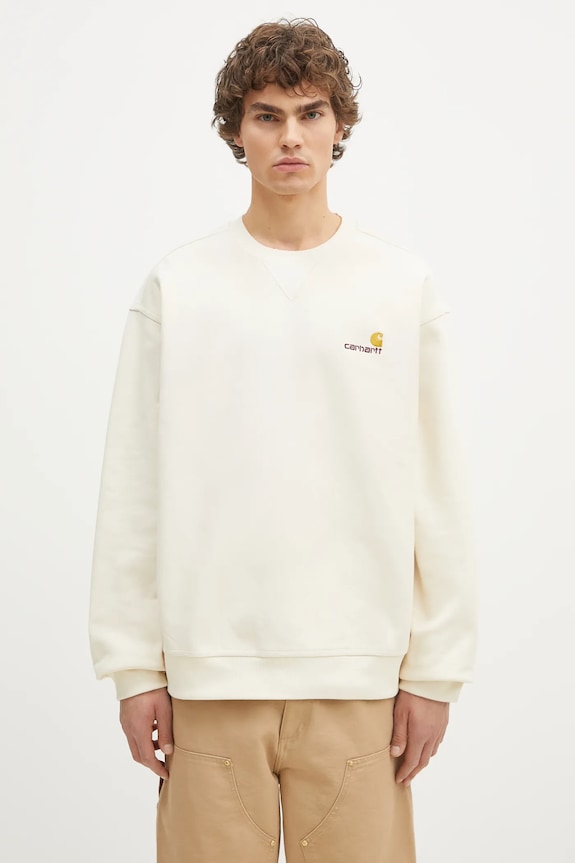 Суичър Carhartt WIP American Script Sweat изчистен бежов I025475.