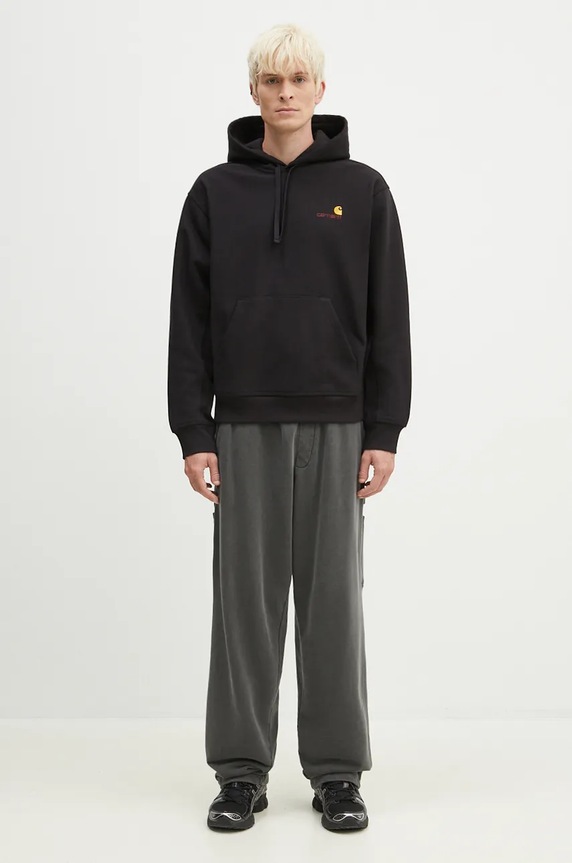 Carhartt WIP sweatshirt Hooded American Script Sweatshirt I028279. black