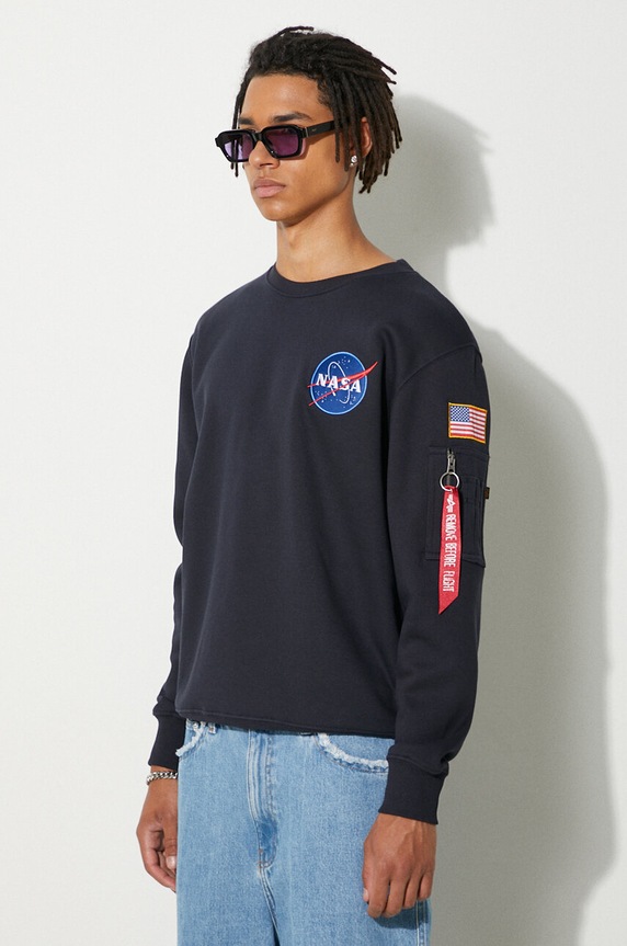 Суичър Alpha Industries Space Shuttle Sweater тъмносин 178307.07