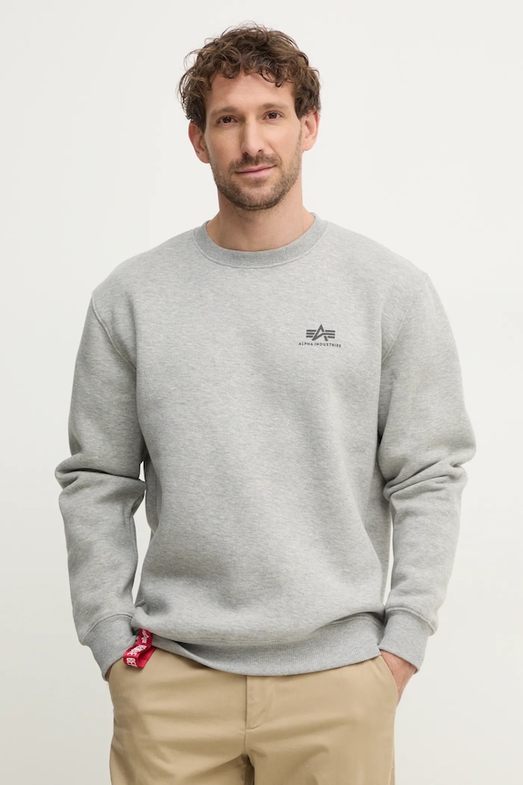 Alpha Industries felpa Basic Sweater Small Logo melange grigio 188307.17