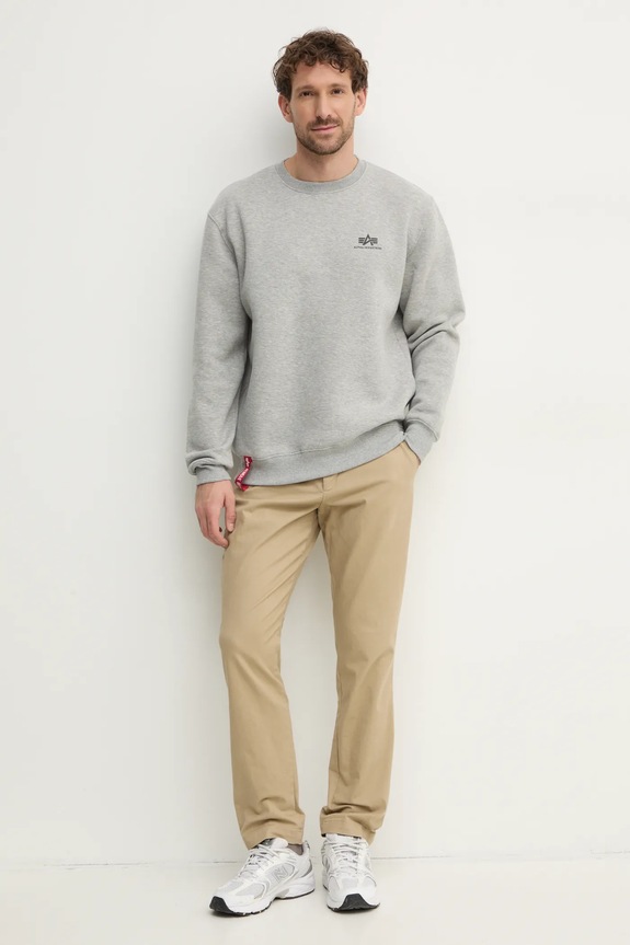 Alpha Industries felpa Basic Sweater Small Logo 188307.17 grigio AA00