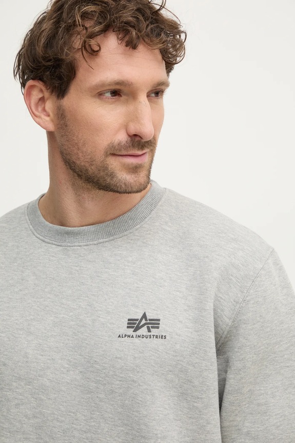 Alpha Industries felpa Basic Sweater Small Logo grigio 188307.17